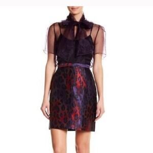 Anne Klein Red black and Purple Leopard Print soze 16 woman Skirt